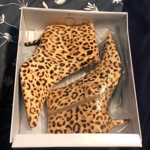 Cheetah print kitten heel booties